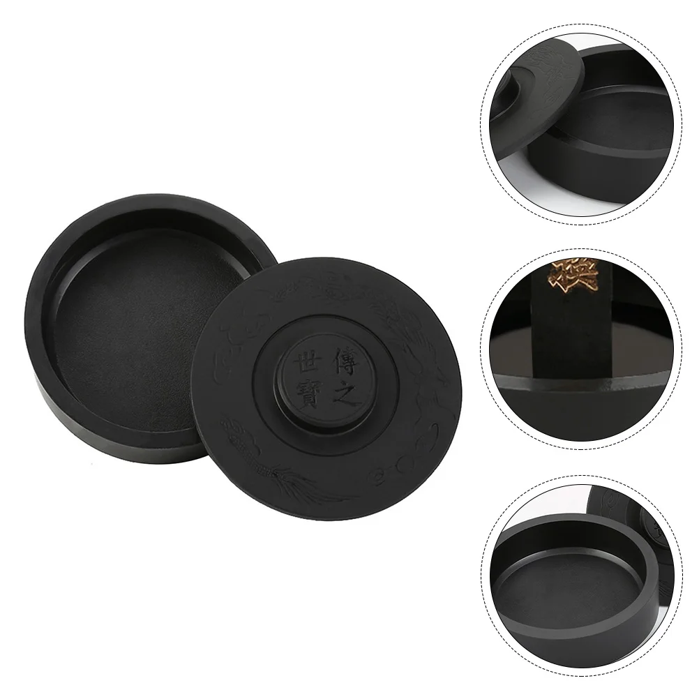 

Calligraphy Ink Stone Four Treasures of Inkstone Study Cartridges Chinese Imitation with Lid