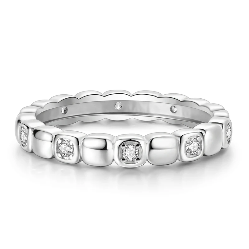 Original 925 Sterling Silver Sparkling Square Ring For Women Girls Jewelry Birthday Anniversary Gifts