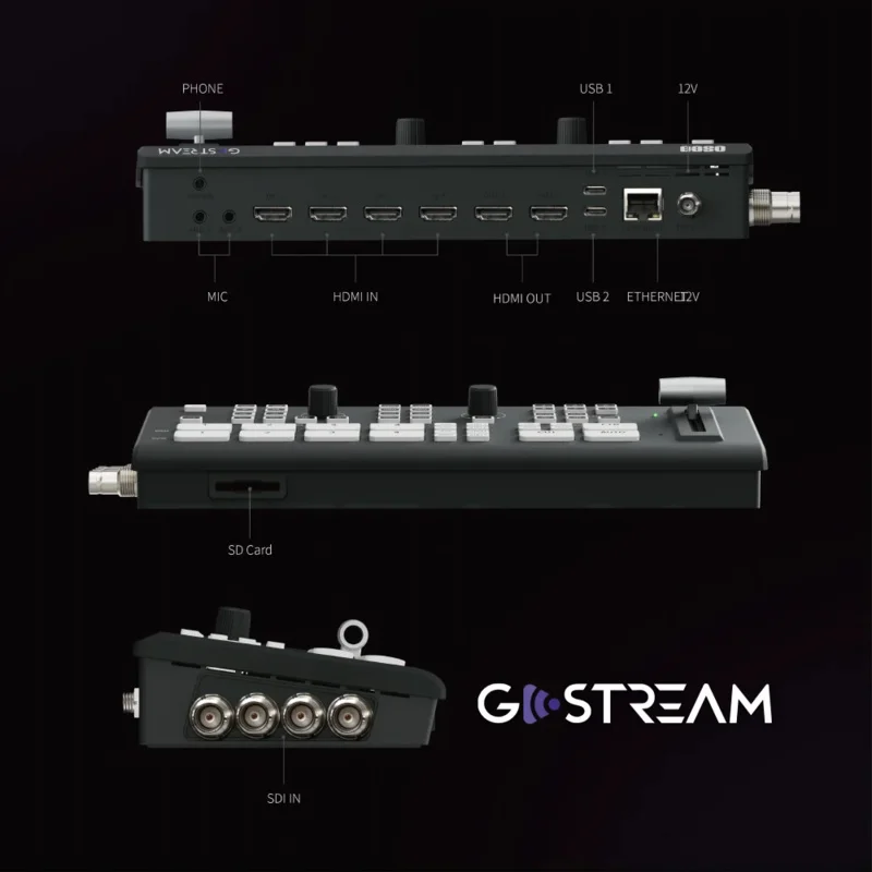 2025 Osee GoStream Duet cámara múltiple SDI HDMI transmisión en vivo Mezclador de vídeo con grabación SD compatible con NDI HX