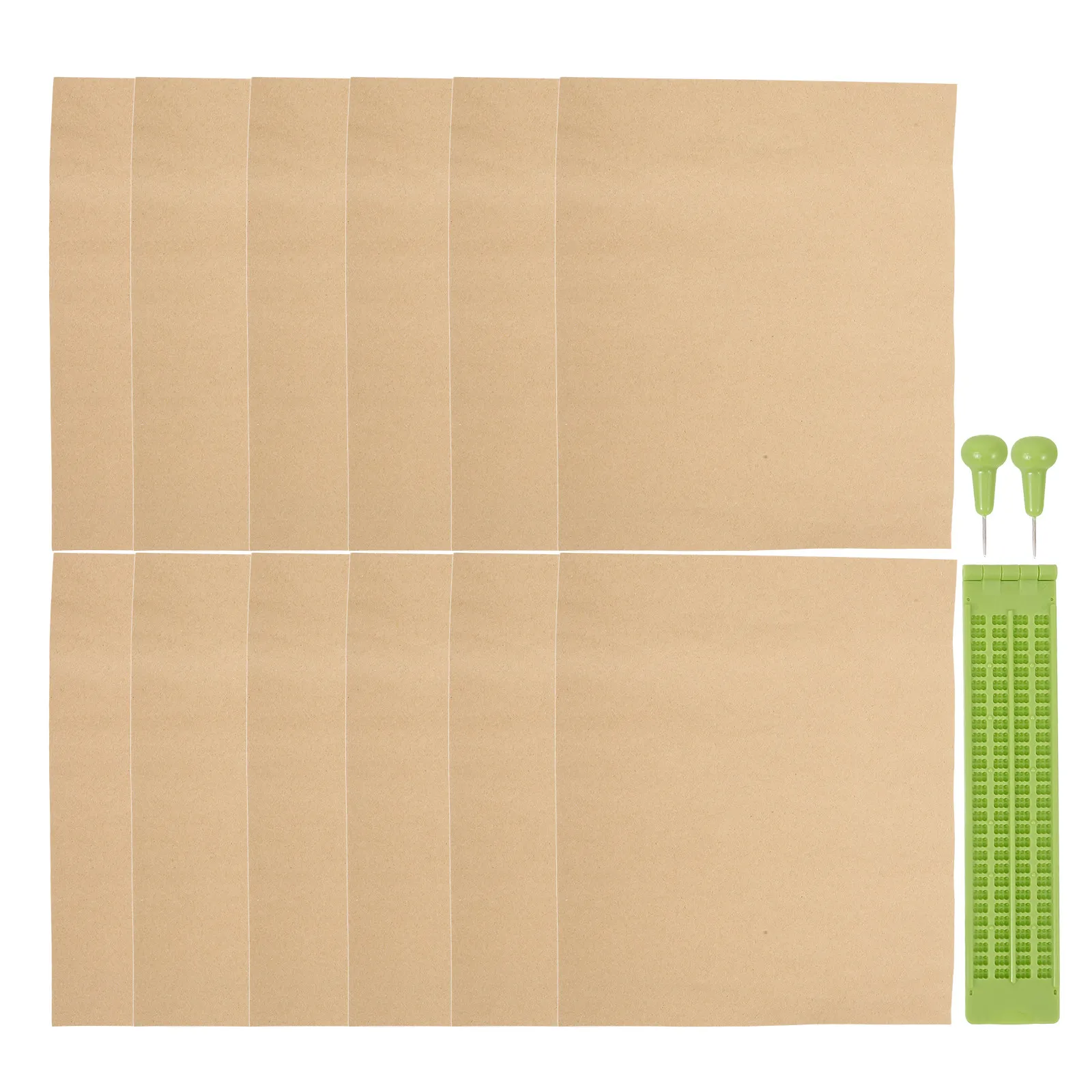 Braille Writing Kit for Blind Students – Reusable Plastic Slate, Stylus & 28-Cell Paper, Lightweight Portable Study Tool