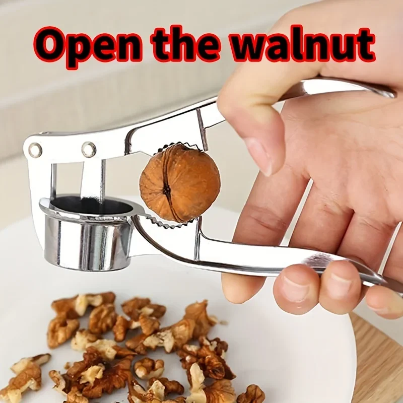 2-in-1 Garlic Press and Nutcracker, Durable Manual Garlic Crusher for Mincing Garlic and Cracking Nuts, Tool for Home Cooking