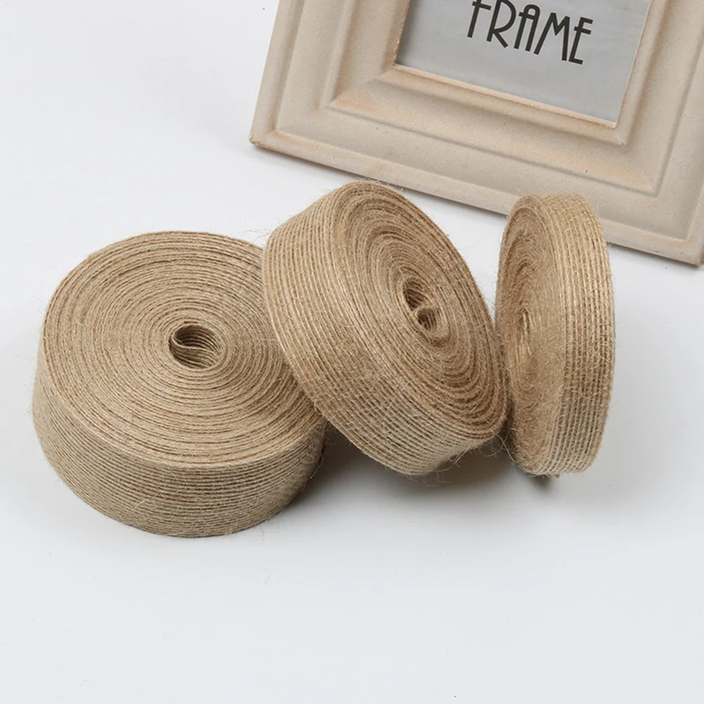

3pcs 2 Cm 10 Meters Natural Burlap Ribbon Roll High Quality Hessian Fabric For Diy Crafts Wedding Home Party Decoration Burlap