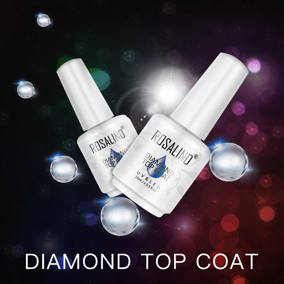 ROSALIND 15ML Gel Nail Polish Matte & Glossy Long Lasting High Pigment Non-Toxic Top Base Coat UV/LED Lamp Required