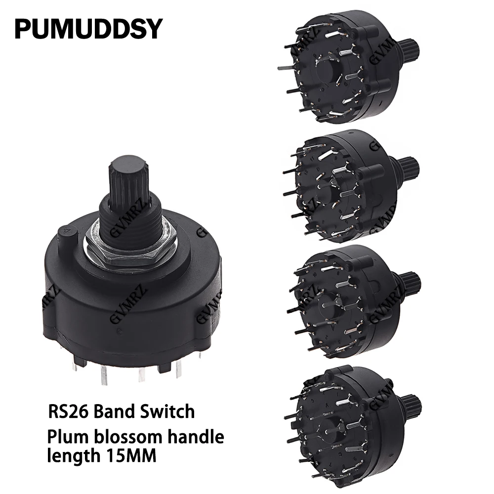1PCS 1 2 3 4 Pole Position 12/6/4/3 Selectable PCB Plug-in Board Adjustable Switch RS26 Band Gear Rotary Switch 12/6/4/3
