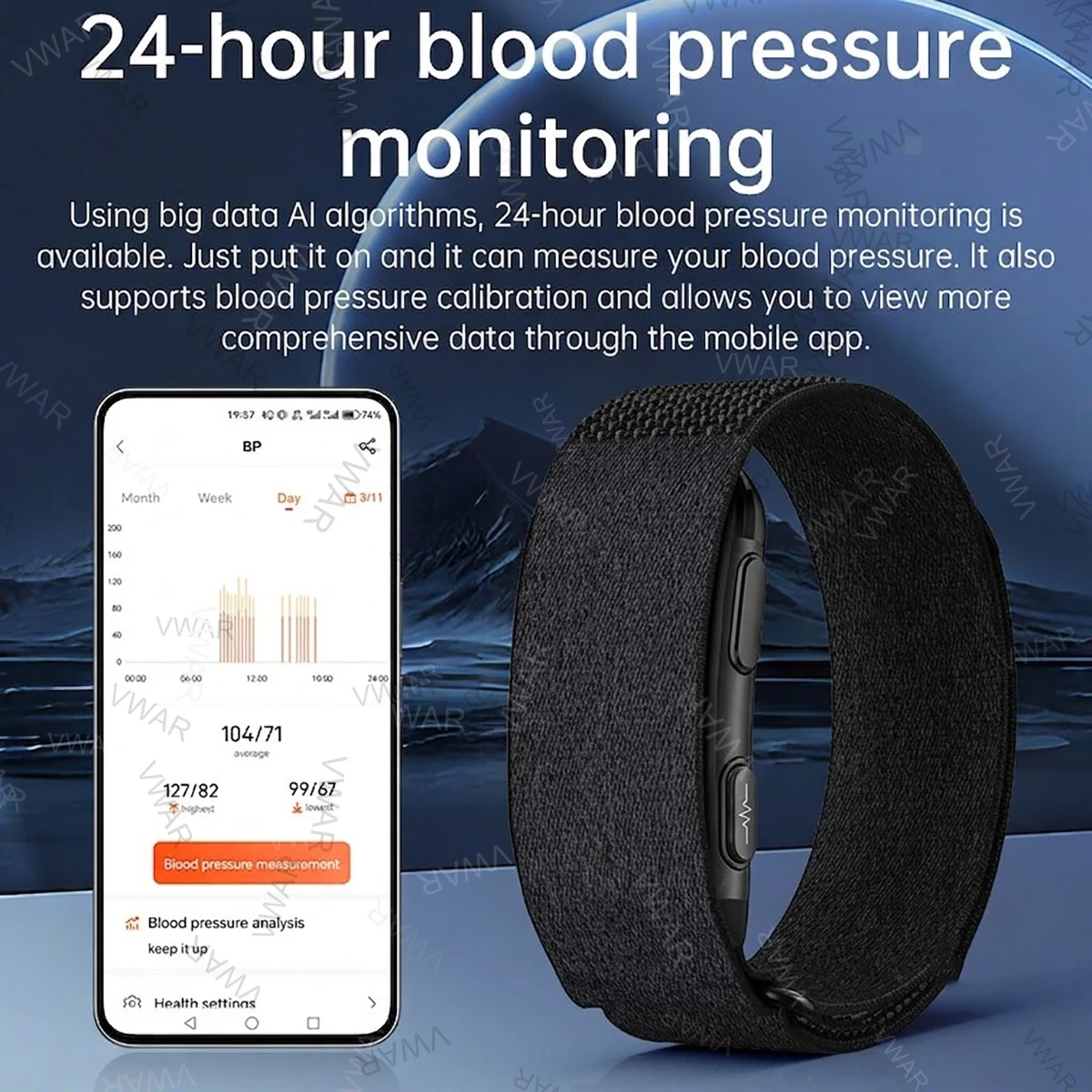 VWAR CYRA Screenless Fitness Tracker ECG+HRV Smart Bracelet Heart Rate Waterproof Sport SmartBand Health Smartwatch cirqa style