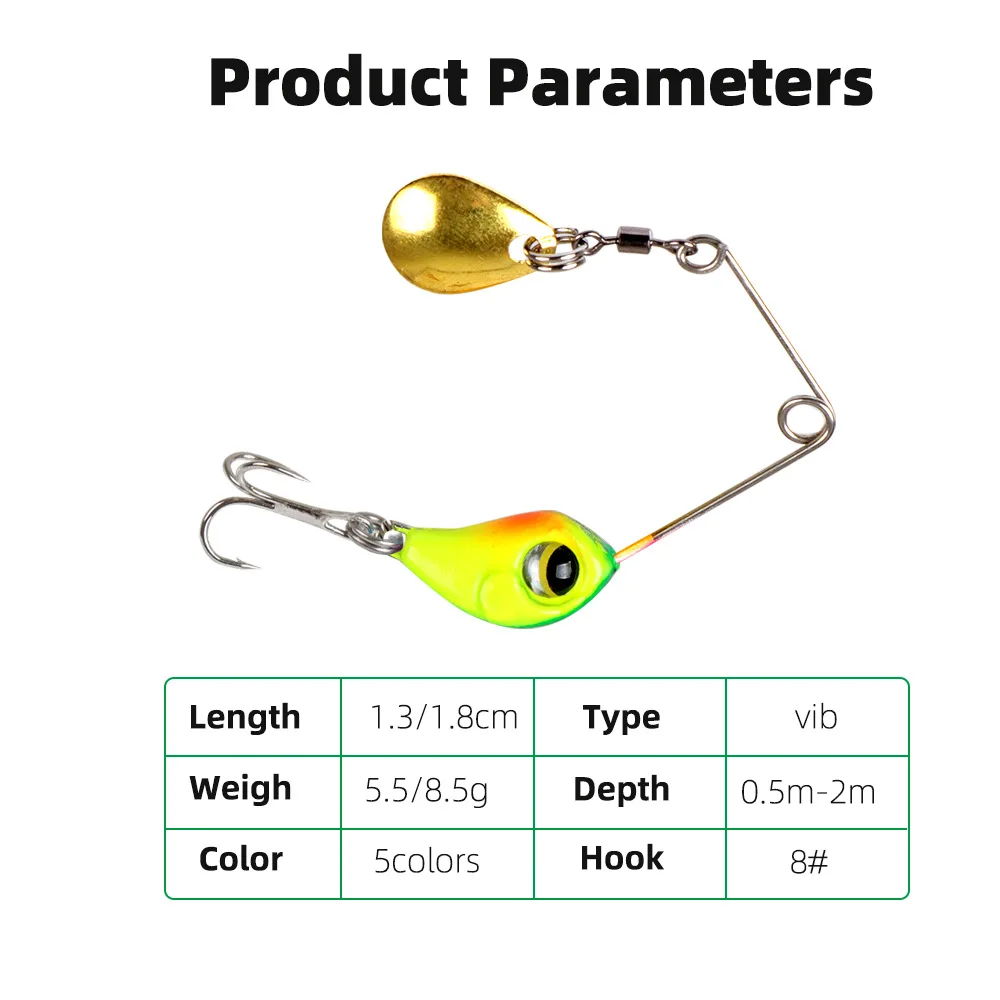 Fishing Lures 5g/8g VIB Spinners Bait Metal VIB Lures Fishing Jigs Blade Baits Bass Crankbait Fishing Spinner Blade for Bass