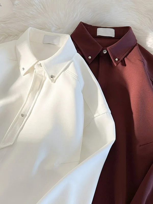 

Advanced Long Sleeve Men's Shirt Casual Inner Wear Simple Japanese Style Spring Autumn Trendy Handsome Light Maturity Wind Shirt