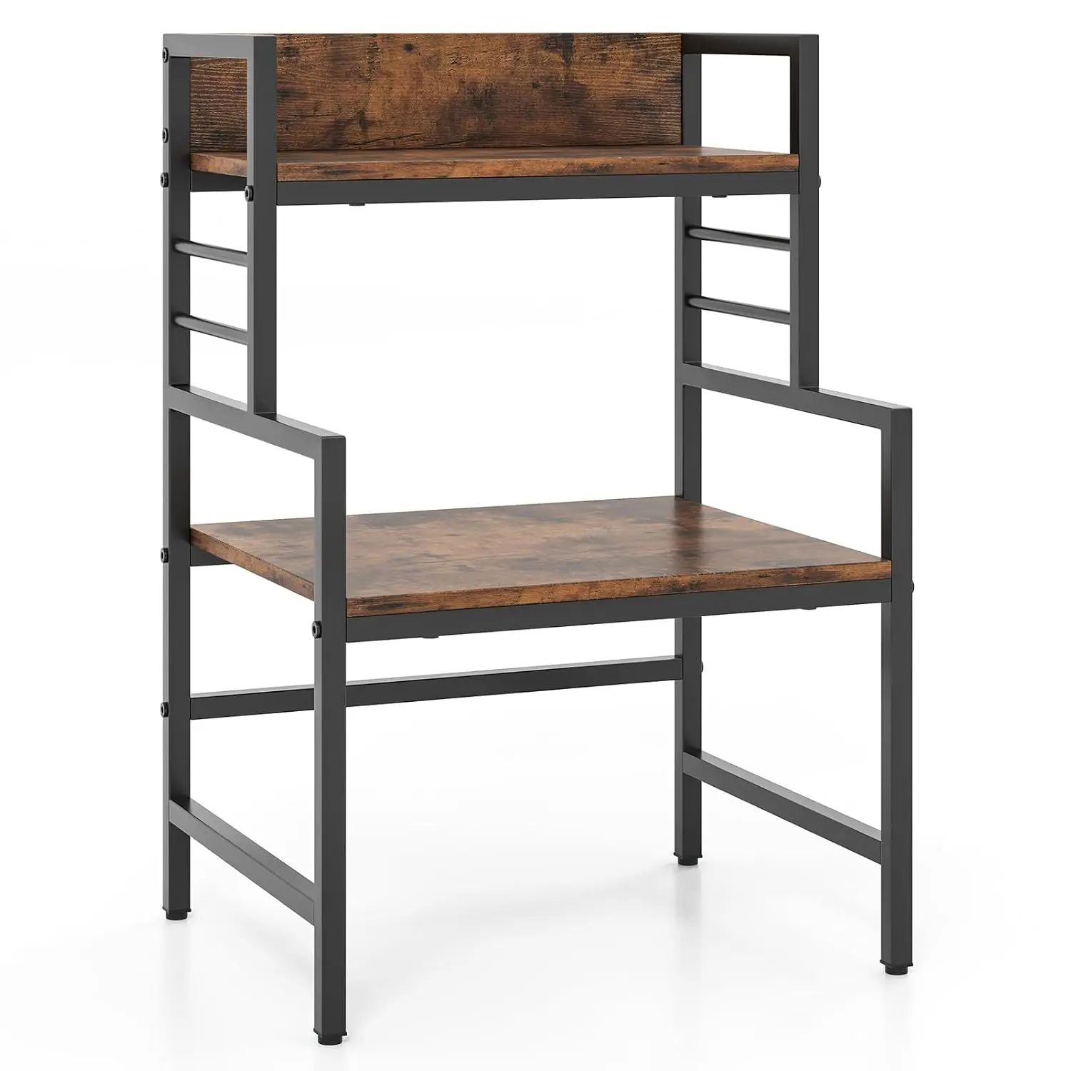 3-Tier Baker’s Rack, Industrial Microwave Oven Stand with 2 Anti-tipping Kits & Adjustable Foot Pads, Metal Frame Utility Kitche