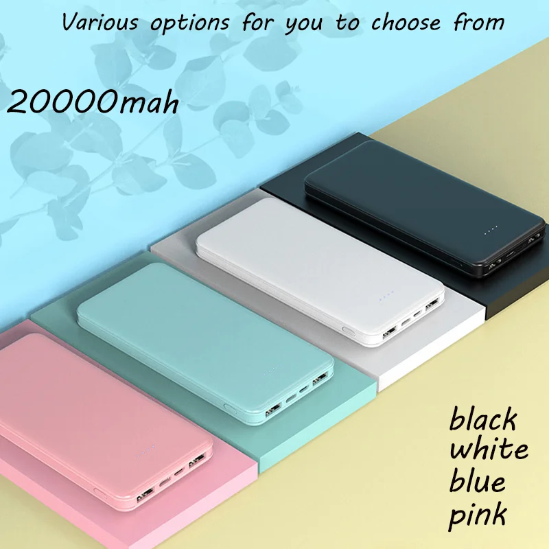 20000mAh Ultra Large Capacity Portable Power Bank 10W Super Fast Charger Dual Output Dual Input Design External Battery Pack