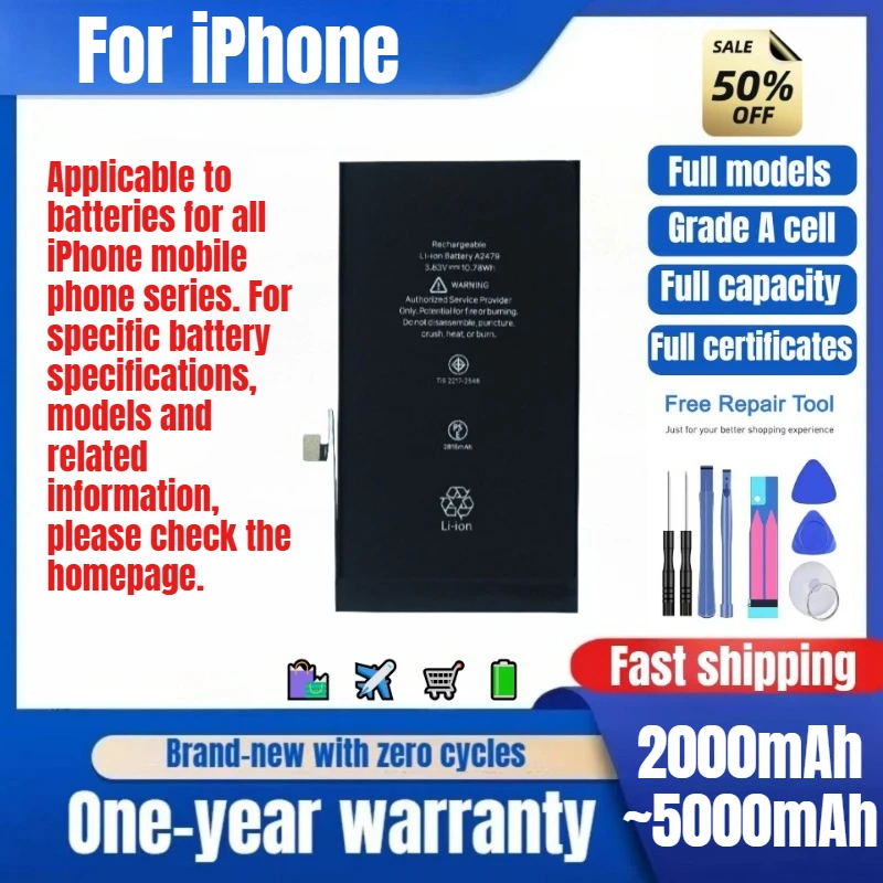 

Battery for IPhone 5/6/7/8/X/XS/XSM/XR/11/11Pro/11PM/12/12mini/12Pro/12PM/13/13mini/13Pro/13PM/14/14P/14Pro Replacement Bateria