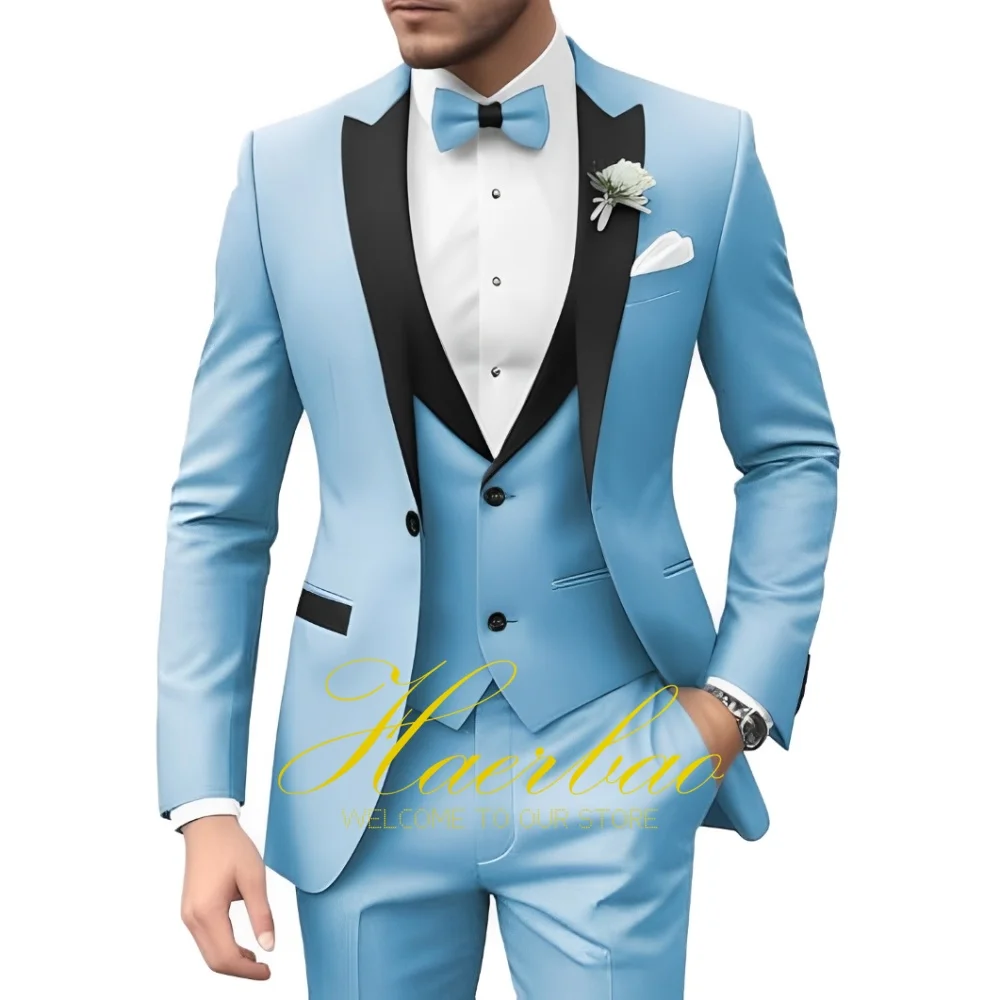 

Formal Men Suit 3 Piece Set Slim Fit Blazer Vest Pants Suit Set Wedding Groom Tuxedo Outfit for Men Suits
