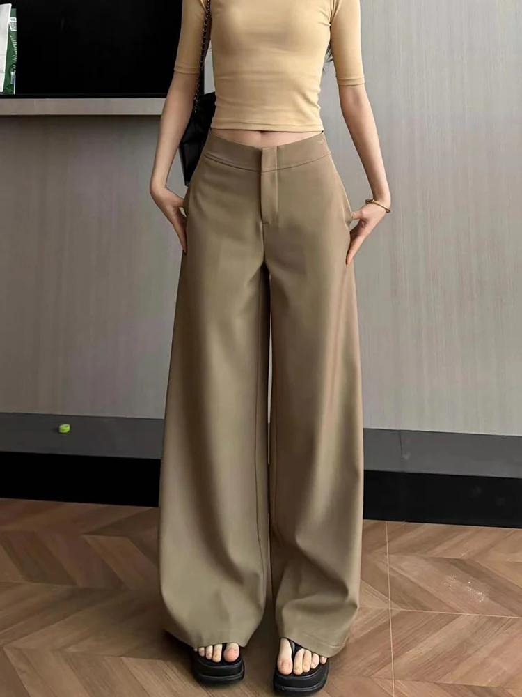 

Korean Style Thin High Waist Wide Leg Pants Women's Autumn Loose Fit Long Trousers Fashionable Slimming Design Versatile