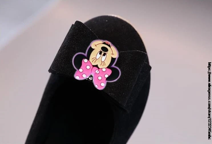 Sandales Disney Spirng pour enfants, Minnie Bow, Chaussures de princesse pour filles, Chaussures plates à la mode, Chaussures de performance de