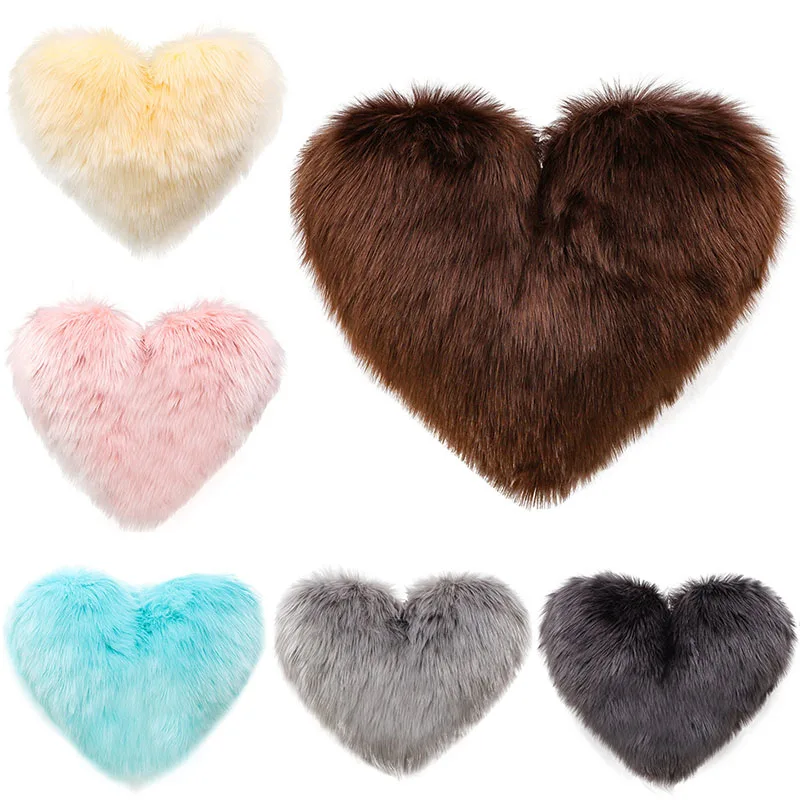 

Soft Heart Shape Pillow Cover Imitation Wool Heart-shaped Pillow Case Cushion Cover Plush Pillow For Living Room Home Decorative