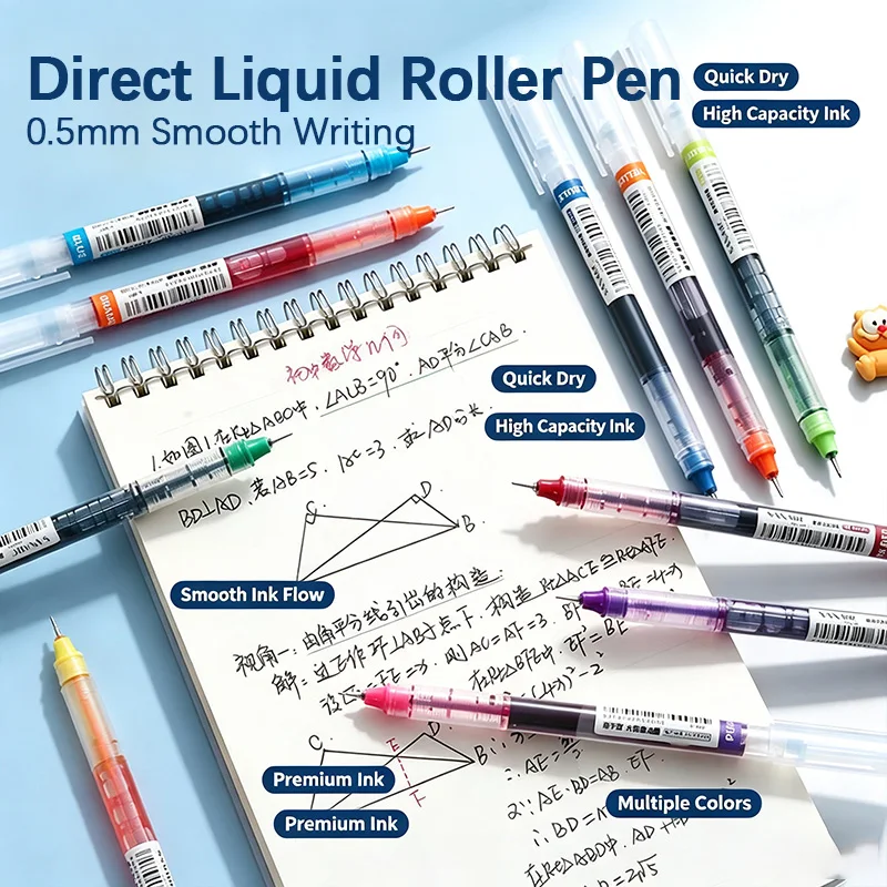 Direct liquid ballpoint pen black neutral pen 0.5mm ballpoint large capacity ideal for practicing quick-drying