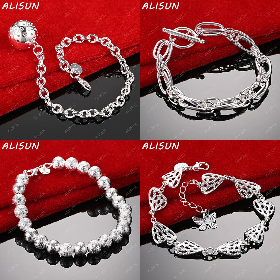 

ALISUN 925 Sterling Silver Bracelets Geometric For Women Men Anniversary Gift Popular Wild Fashion Romantic Jewelry