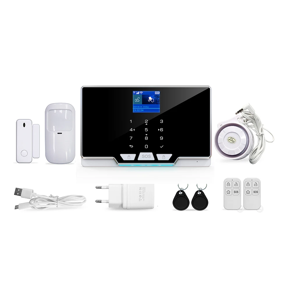 New high quality G20 433mhz wireless GSM 2G WiFi tuya smart home burglar security alarm system kit with detectors and sensors