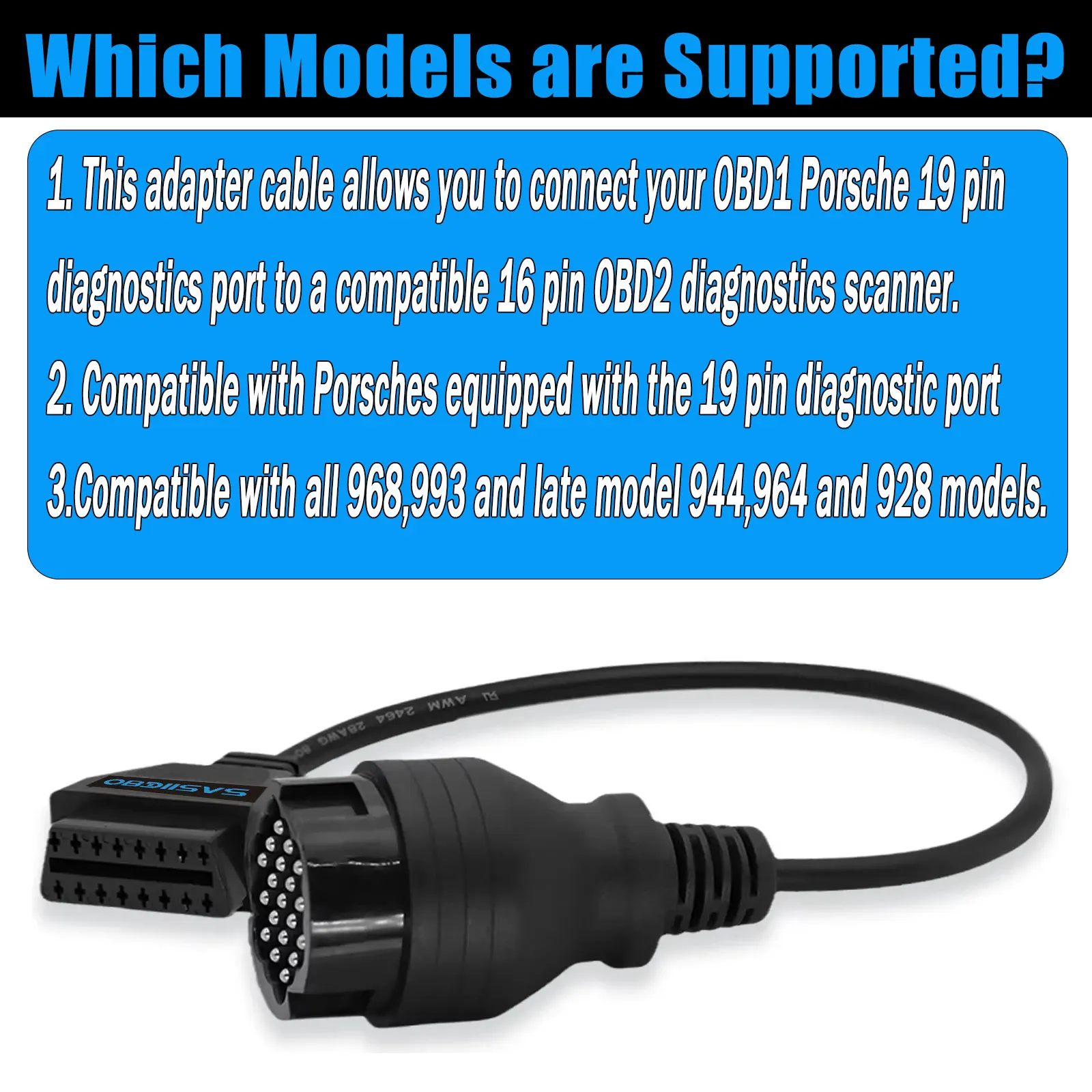 19Pin For Porsche Diagnostic Cable For Porsche 911/Boxster/Cayman/Cayenne/Macan/Panamera Vehicle Automatic OBD2 Diagnostic Cable