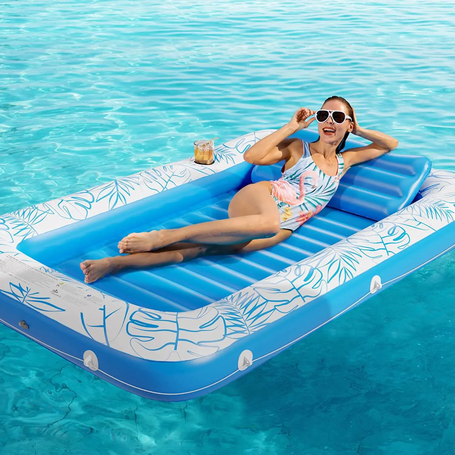 

Inflatable Tanning Pool Lounger Float for Adults Sun Tan Tub Ice Bath Tub Tanning Bed Blow up Pool Raft Lounge Floatie