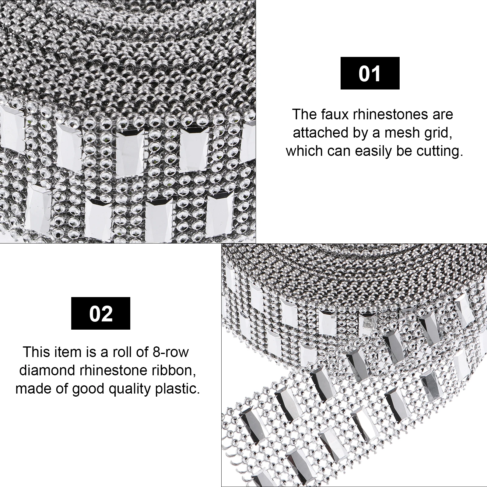 

1 Roll Rhinestone Ribbon 10 Yards Long DIY Craft Diamond Roll Bling Mesh Grid Wedding Party Decoration Supplies