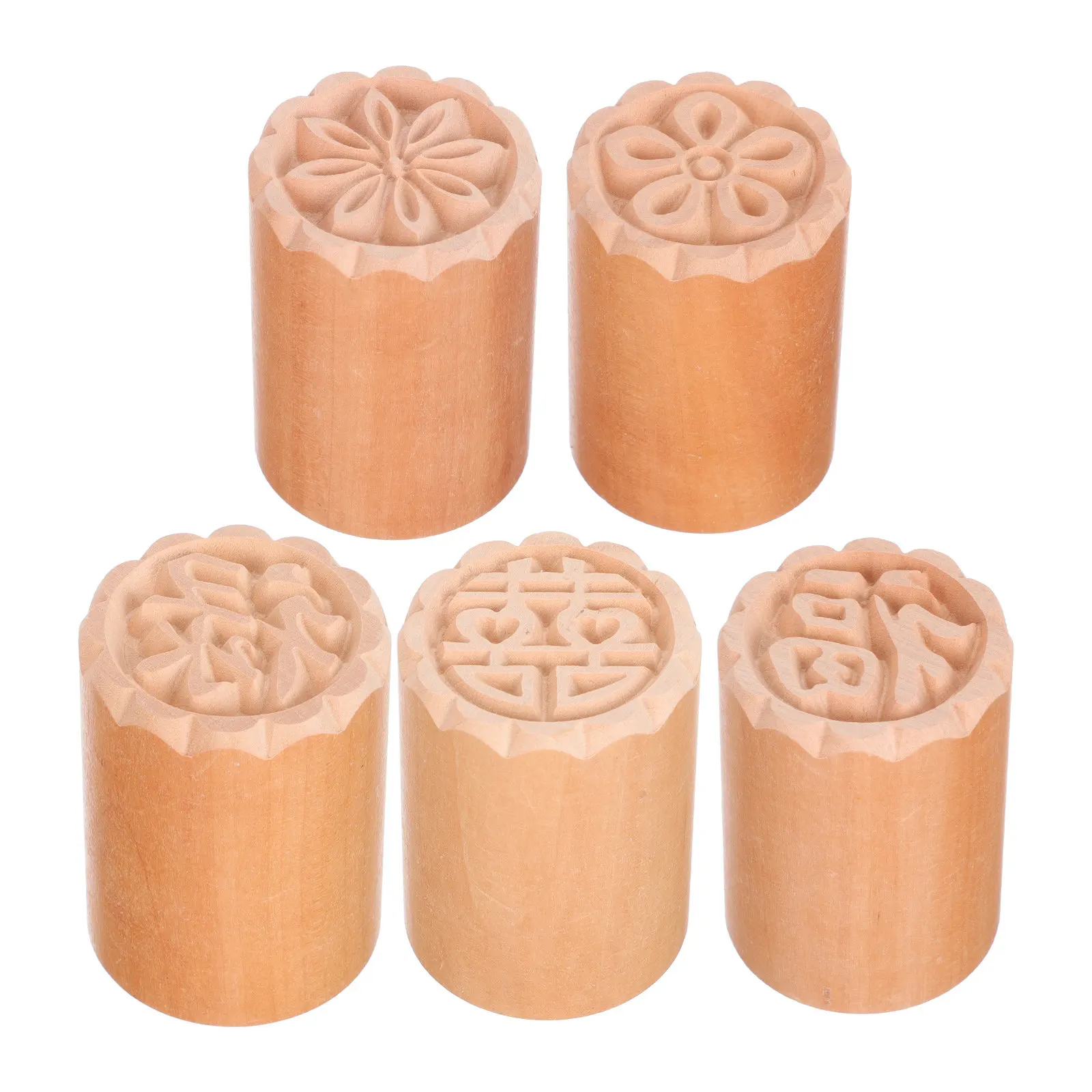 5Pcs Cake Printing Stamps Decorative Wooden Dessert Molds DIY Baking Stamp Tools for Cake Candy Bread Jelly Chocolate view 2