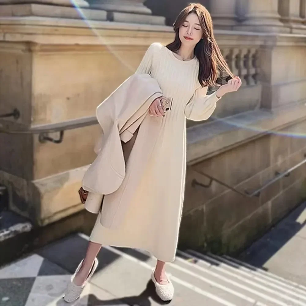 Vintage Knitted Sweater Long Sleeve Maternity Dresses pregnant women clothing Slim Korean Elegant Fall Winter Sweater vestidos