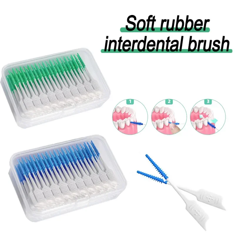 20PCS Silicone Toothpicks Portable Threaded Interdental Brushes For Cleaning Between Teeth And Oral Hygiene Tools
