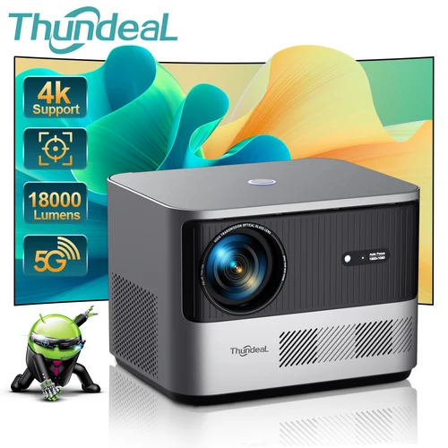 ThundeaL TDA6 풀 HD 프로젝터, 1080P, 2K, 4K 비디오, 홈 시어터, 자동 초점, 5G 와이파이, 안드로이드 프로젝터, TDA6W, 3D 휴대용 프로젝터 안드로이드내장 LED 3D비디오 영사기 WiFi 무선연결 내장스피커 스마트빔 지원  폭넓은 호환성 영사기 50000시간 사용가족영화관 캠핑 여행용 저소음 빔프로젝터 빔프로젝트 최강 가성비 3D 스마트 프로젝터 빔프로 