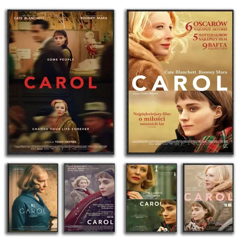 Película romántica Retro Carol Movie Posters, Cate Blanchett Rooney Mara LGBTQ, arte de pared, pintura en lienzo, impresiones para dormitorio, decoración del hogar