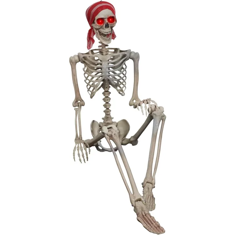 5.4 ft Pose-N-Stay Life Size Skeleton with Glowing Eyes, 2024 Upgrade Human Bones Full Body Realistic with Posable Joints