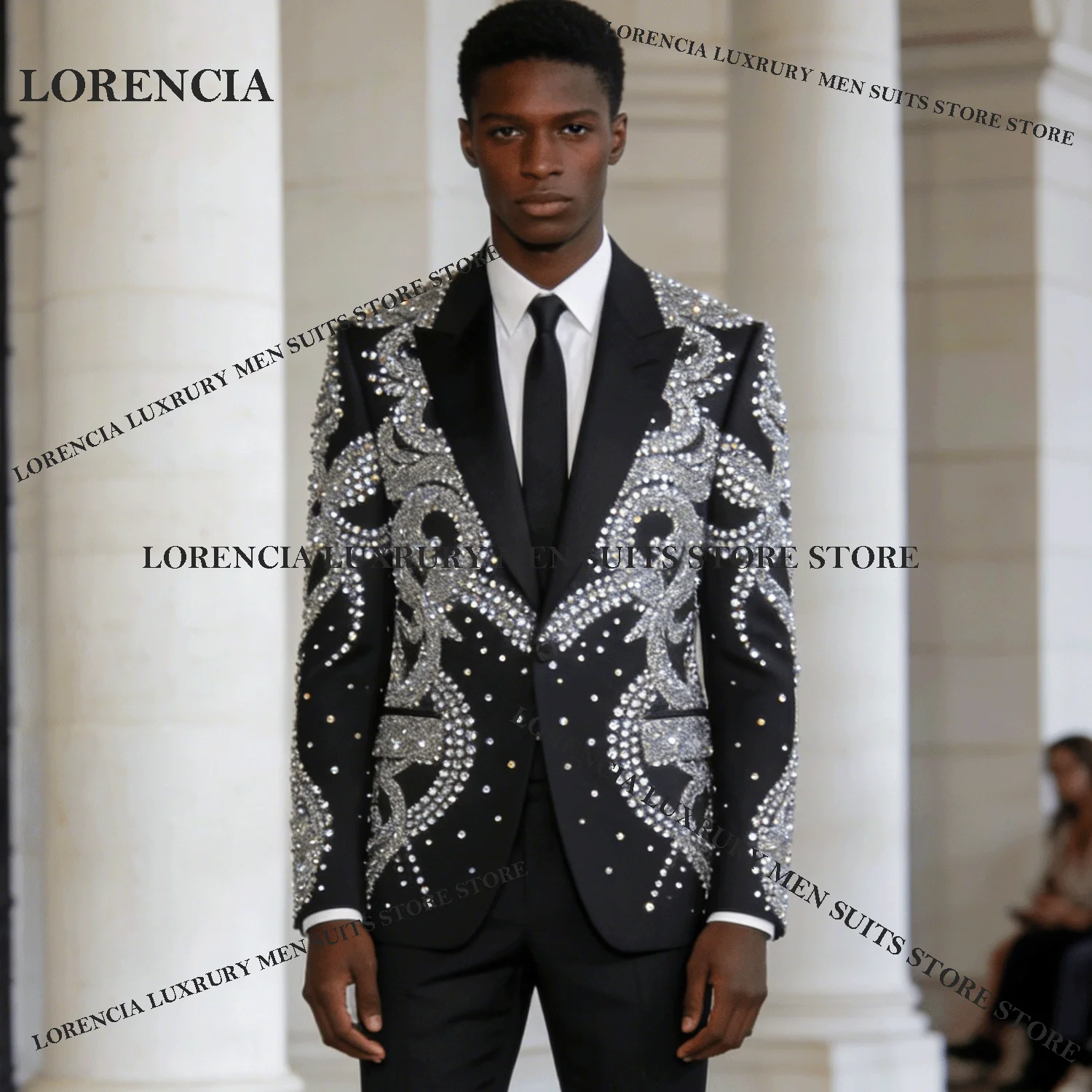 

Красивые мужские костюмы с бриллиантовым дизайном, блестящие свадебные смокинги, блестящие индивидуальные тонкие Ropa hombre, комплекты из 2 предметов, мужские пиджаки для жениха