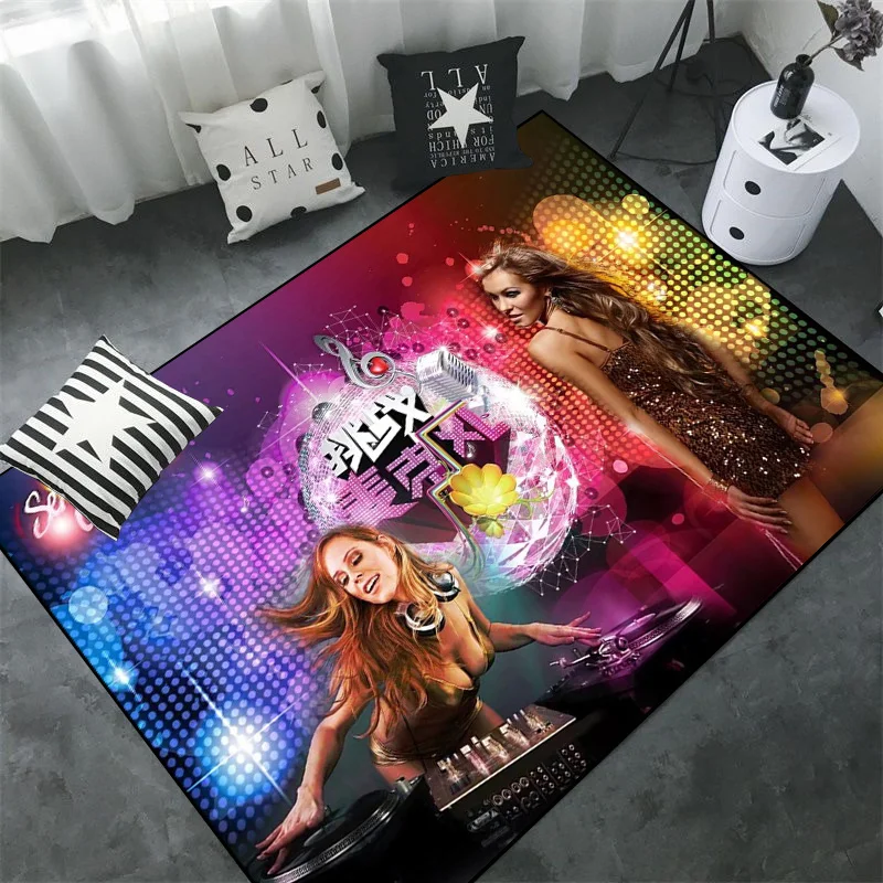 Music Festival Party Decoration Carpets Sexy Lady DJing Pattern Carpet Living Room Bedroom Soft Rug Vocal Concert Floor Mat