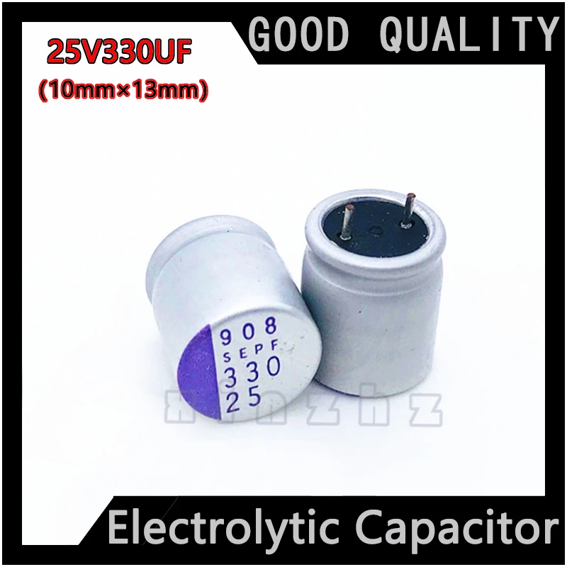 2pcs Electrolytic Capacitor 25V330UF New Original High Frequency Durable Capacitor Specification 10X13MM