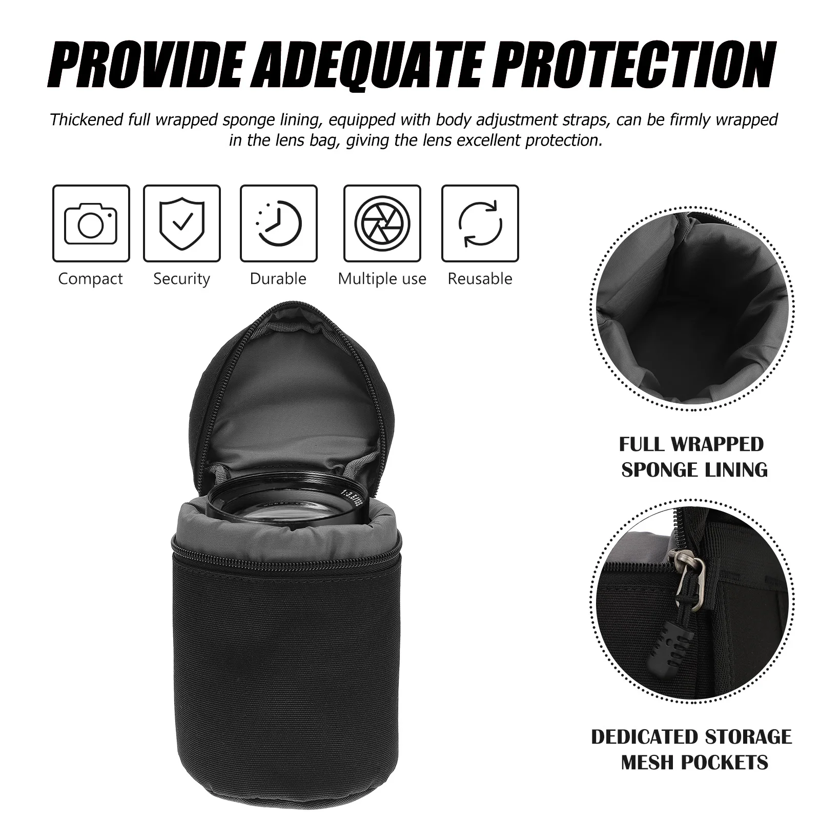 

Camera Lens Bag Pouch Sleeve Water Proof Storage 600d Imported Nylon Photo Case