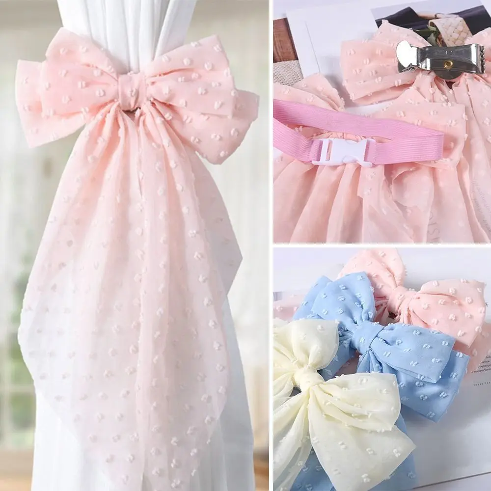 Ballet Style Elastic Band Bowknot Curtain Tieback Clasp Ribbon Window Curtain Buckles Curtain Rope Holders Home Decor