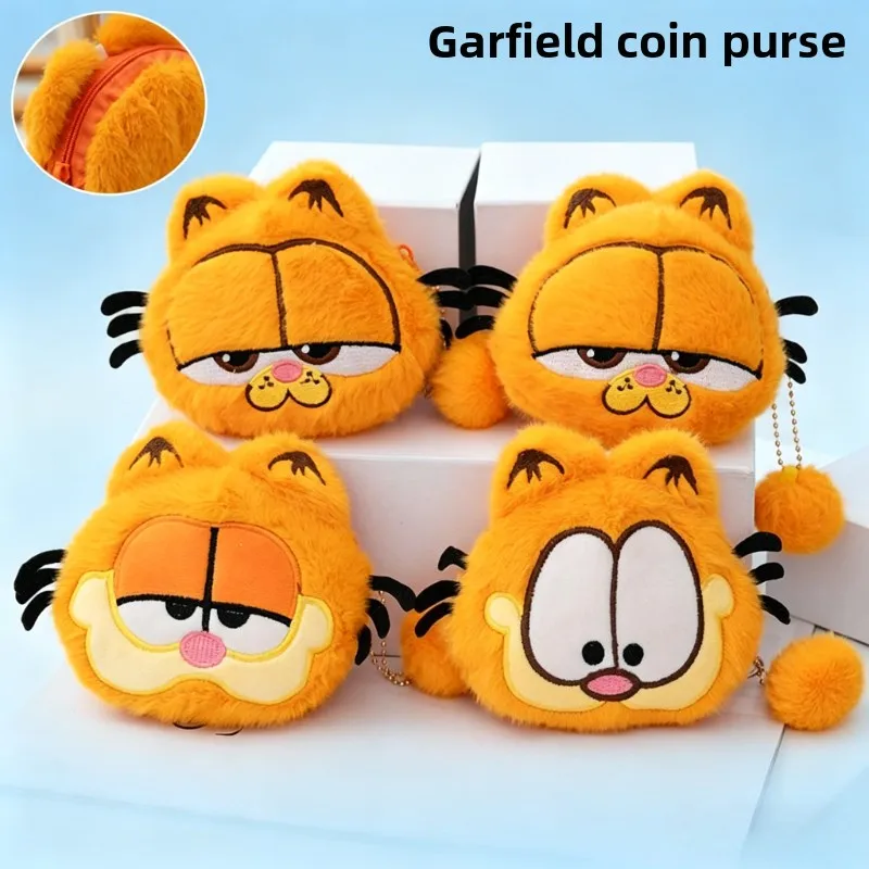 

Garfield cartoon cute plush coin purse kawaii for boys and girls doll figure wallet pendant keychain anime merchandise wholesale