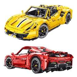 IN STOCK MOC Technical 1:8 Super Sports Car 488 Building Blocks Model Bricks Assembling Toys for Boys Birthday Gift Set