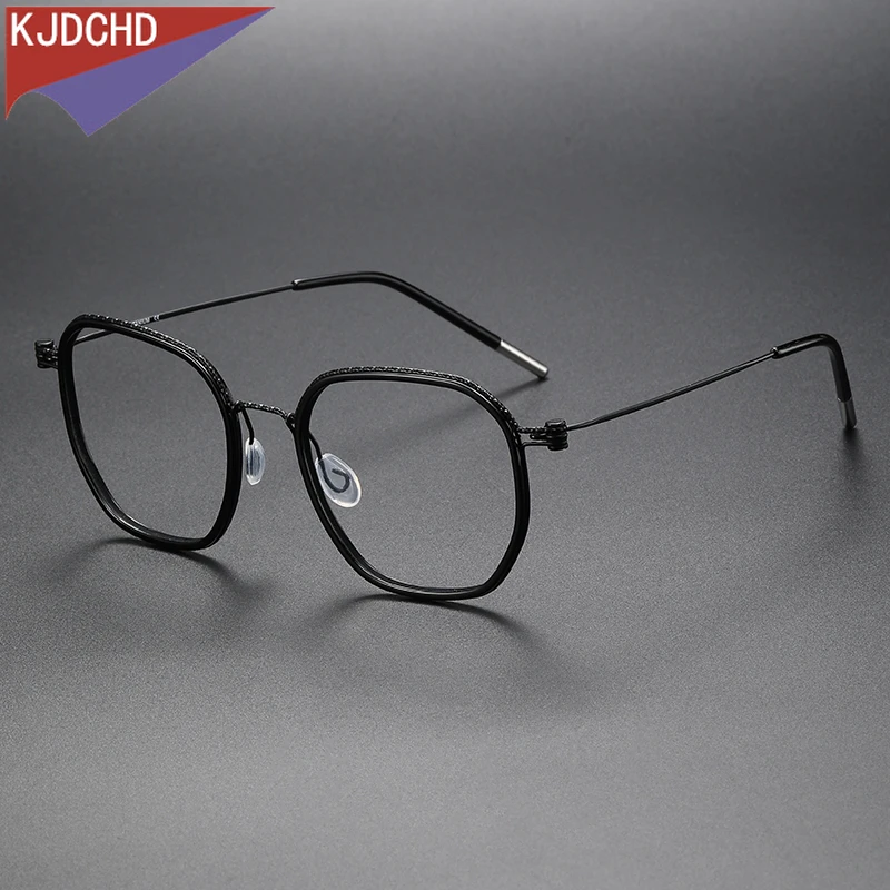 

Acetate Titanium Glasses Frame For Men Square Prescription Eyeglasses Women Vintage Spectacles Myopia Optical Screwless Eyewear