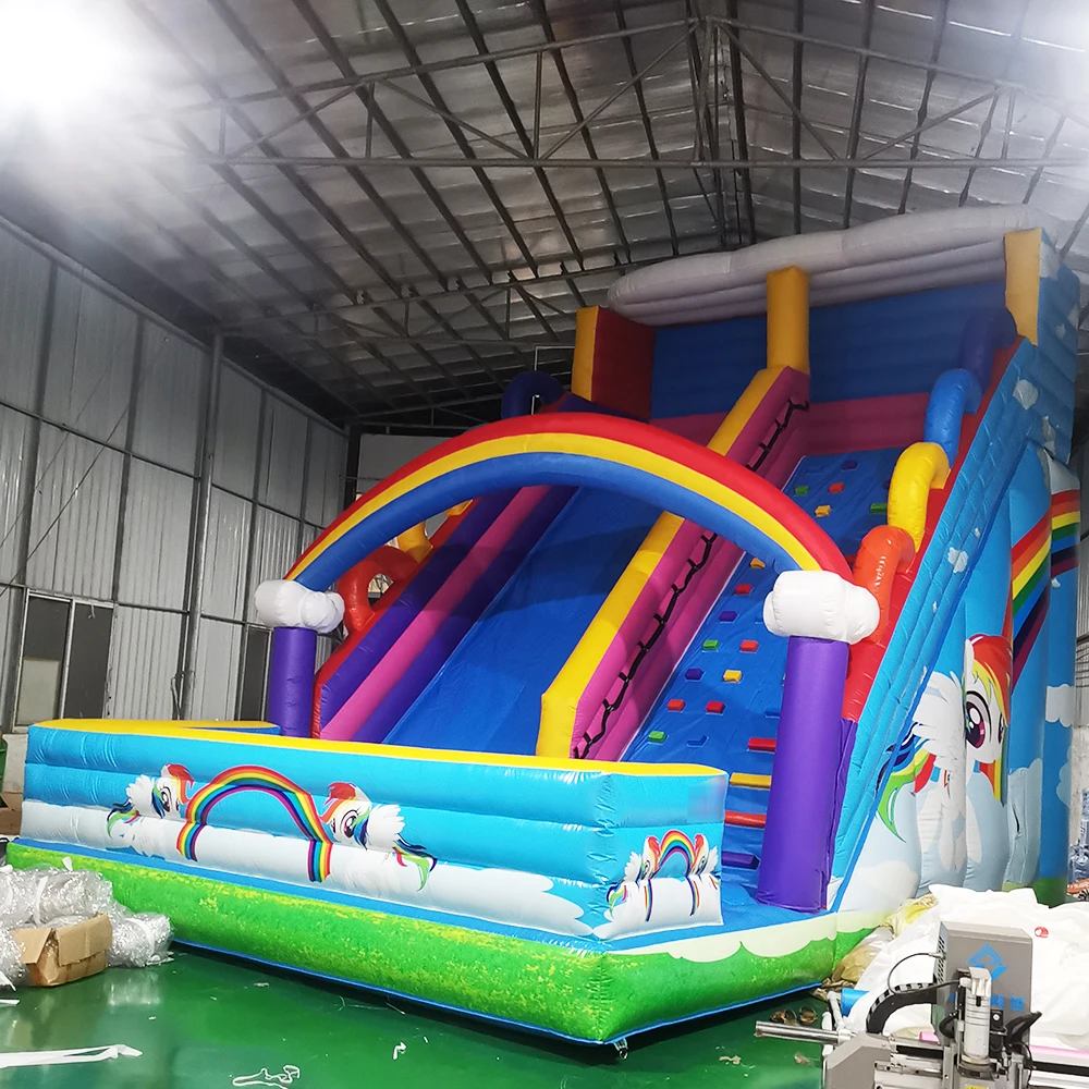 10x5 meters Commercial Bouncy Waterslide Jumper Inflatable rainbow Water Slides for Pool for Kids and Adults