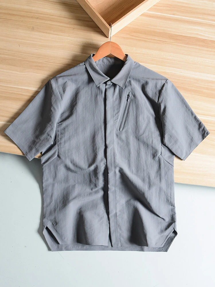Men's Summer Short Sleeve Shirt Quick Dry Breathable Scratch Resistant Wear Resistant Water Proof Seamless Glue Outdoor Function