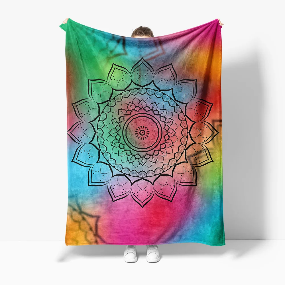 

Одеяло с радужной мандалой, богемное одеяло, психоделический гобелен, цветочный узор, одеяло для кровати, домашний декор