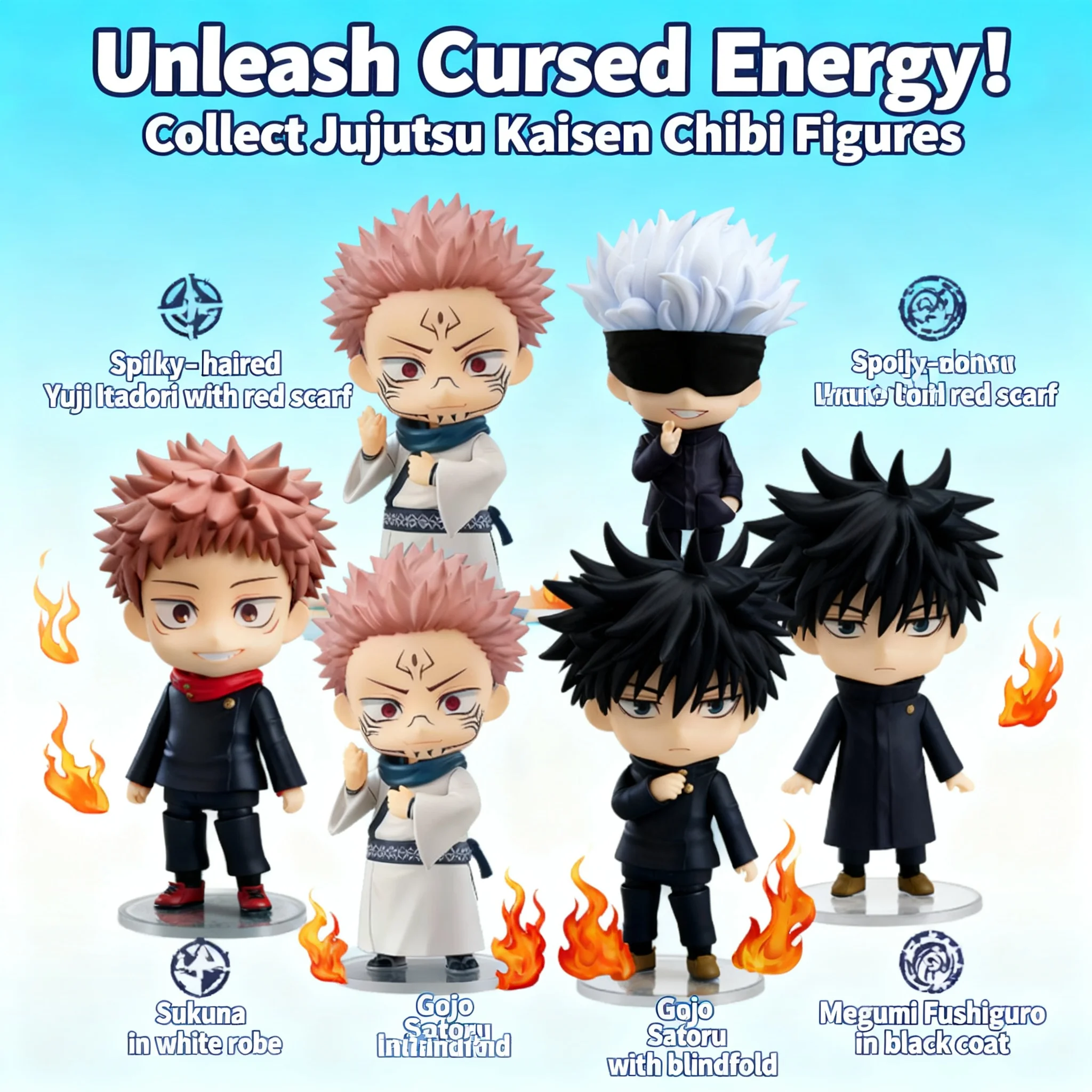 

Anime Jujutsu Kaisen Q Version Figure Statue Toy Model Cute Clay Doll Collection Gift for Fans Otaku Home Decor