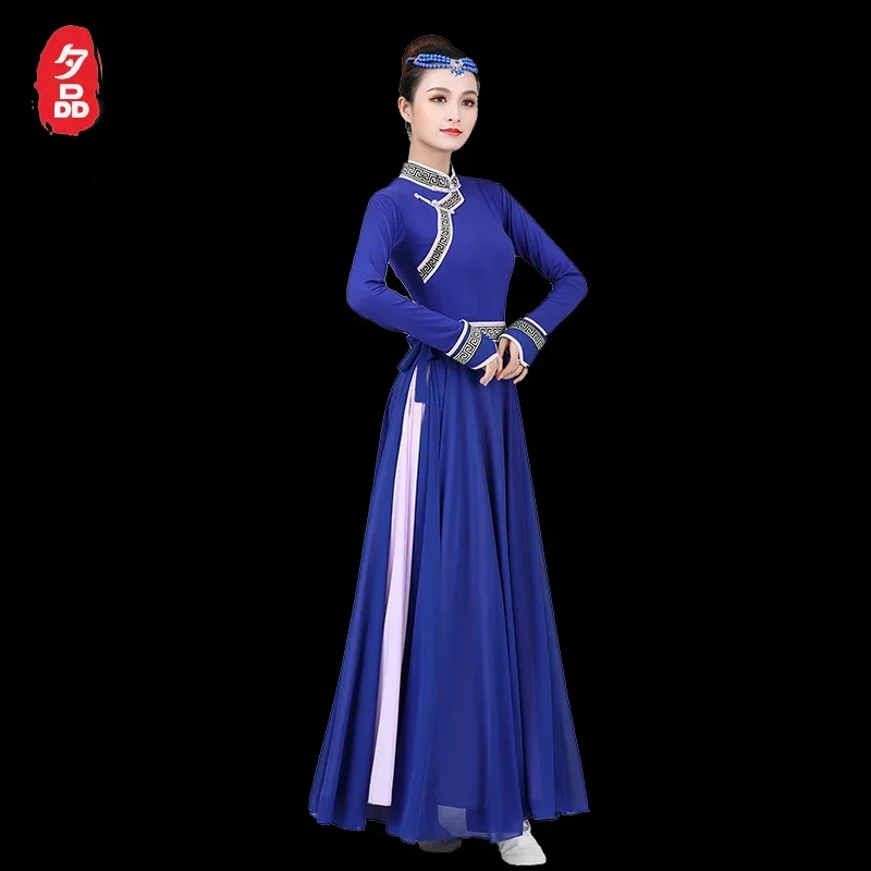 Mongolian performance clothes, ethnic minority clothes, modern style dance art test dress set single piece