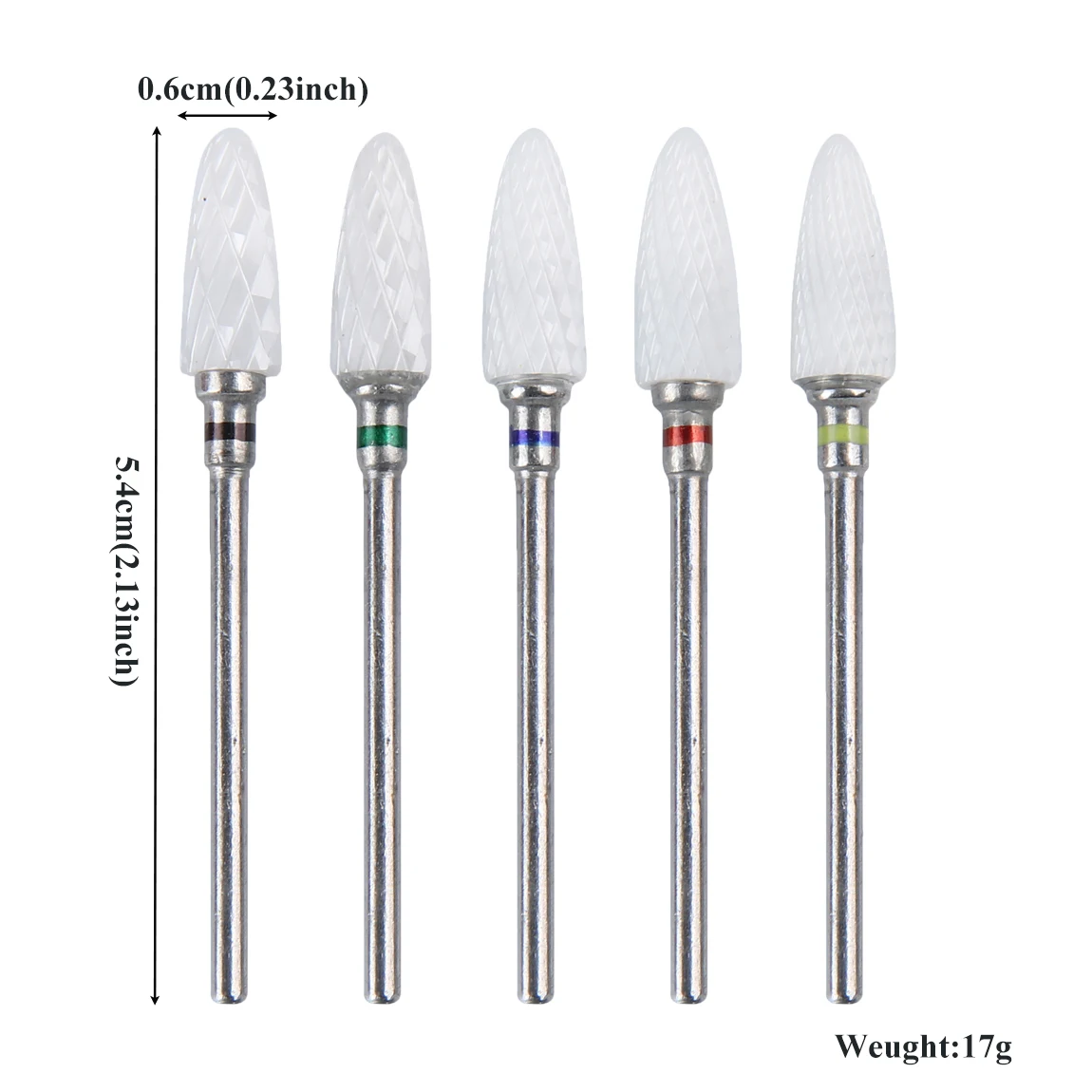 5 قطع/مجموعة مثقاب أظافر سيراميك احترافي على شكل ذرة لقم سيراميك لتشكيل وتلميع وإزالة أظافر جل الأكريليك #4