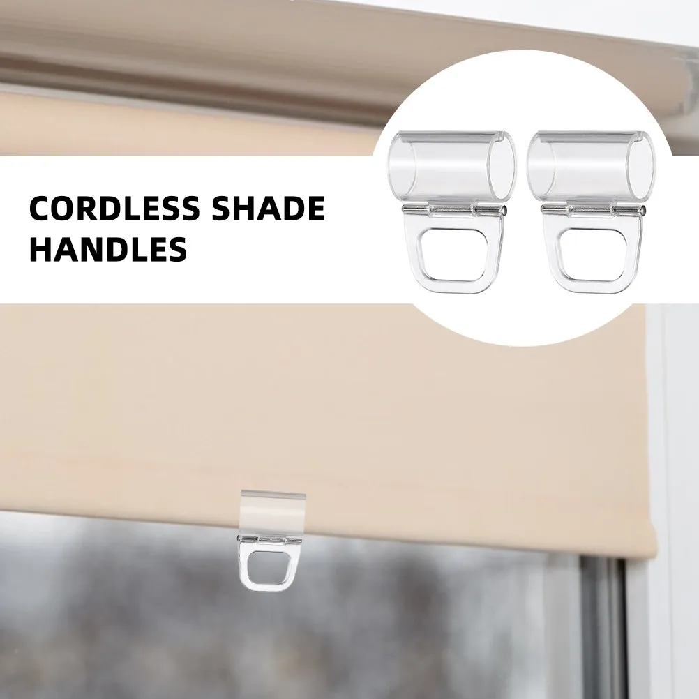 

2 шт. Прозрачные ручки для рулонных штор без шнура, прозрачные пластиковые зажимы для подъема, аксессуары для подъема оконных штор, ручки для штор без шнура