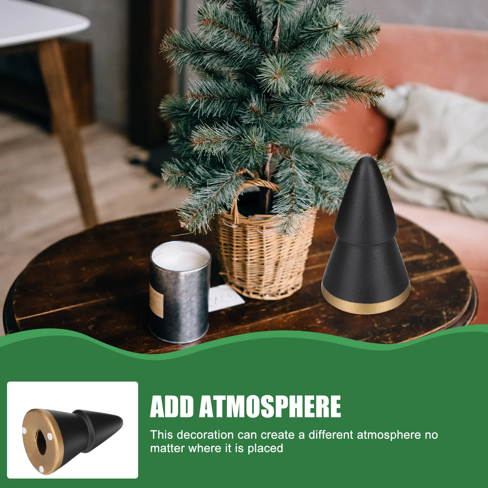 

Ceramic Christmas Tree Desktop Ornament Exquisite Xmas Decoration Geometric Shape Artistic Golden Base Living Room Decor