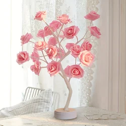 30 LED Rose Desk Lamp, Valentine's Day USB Rose Tree Lamp, Bedside Night Light, Home Decoration, Party, Wedding, Bedroom Decorat