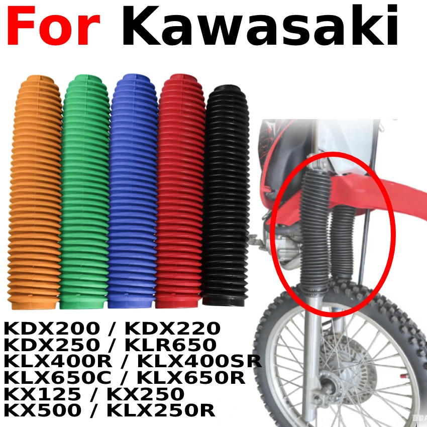 

Motorcycle Front Fork Shock Boots Dust Cover for Kawasaki KDX200 KDX220 KDX250 KLR650 KLX250R KLX400R KLX650C KX125 KX250 KX500