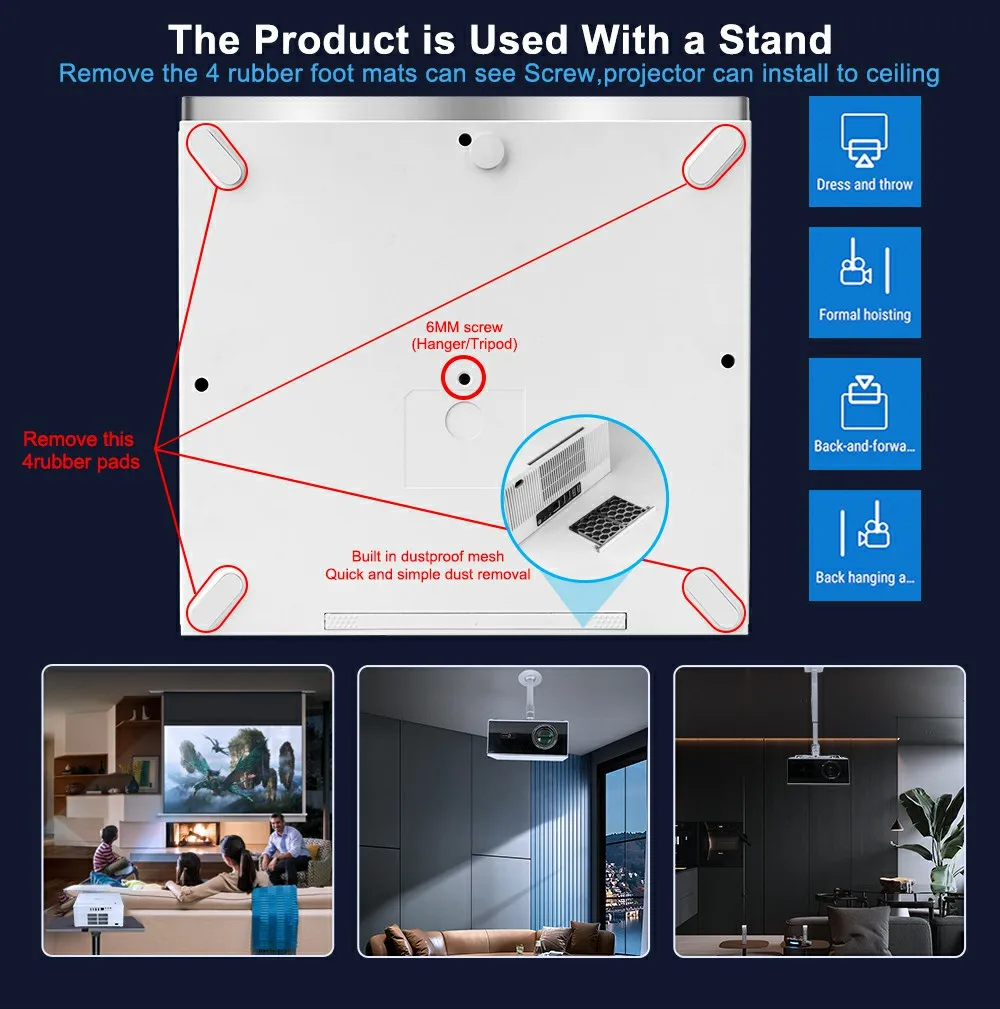 ThundeaL 2K 4K Full HD 1080P Projektor TDA7W 32G Android WiFi Heimkino TDA7 Beam-Projektor für Outdoor-Meetings 3D-Video-Filmprojektion – Detail 32