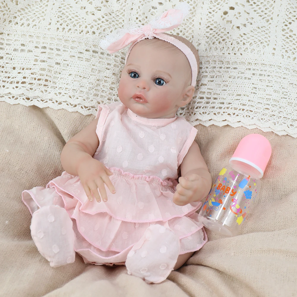 18 pouces Reborn bébé poupée fille Bebe Juliette corps complet poupée en vinyle souple avec cheveux peints pour cadeaux de noël pour enfants Muñecas